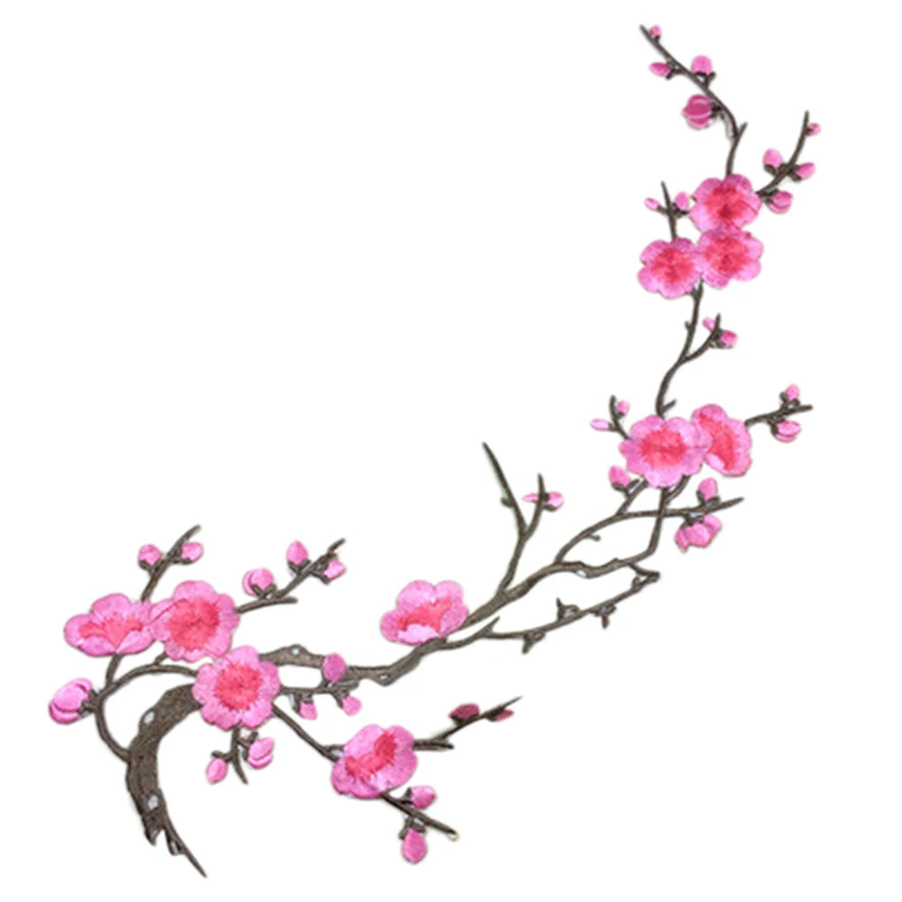 Plum Blossom Embroidered Patch – Iron or Sew On Applique Embroidered Applique Patch Axl Pink
