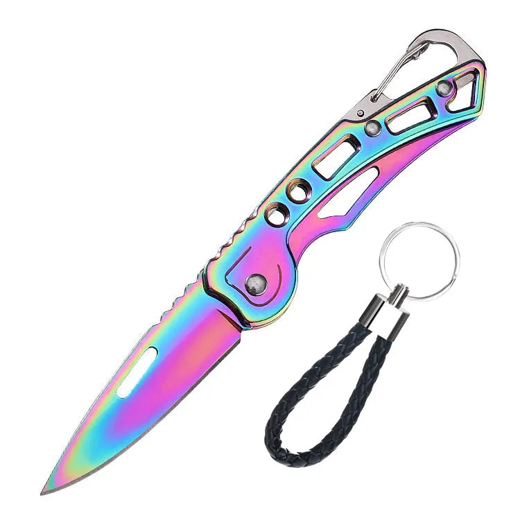 Stainless Steel Folding Fruit Knife – Non-Slip Handle & Keychain Folding Pocket Knife Axl MULTI