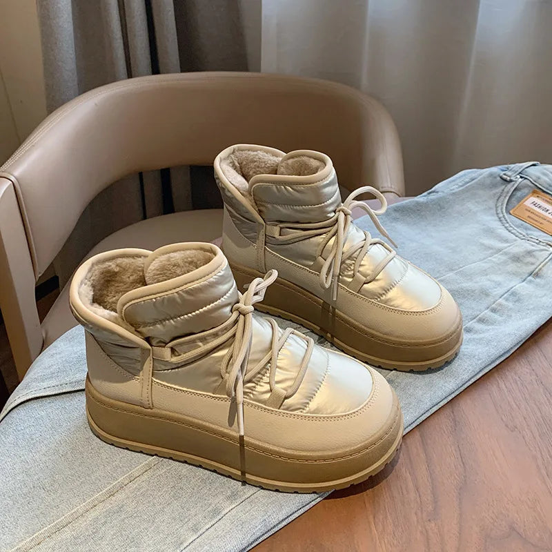 Women's Waterproof Platform Snow Boots – Plush Ankle Booties Women's Snow Boots Axl khaki 40