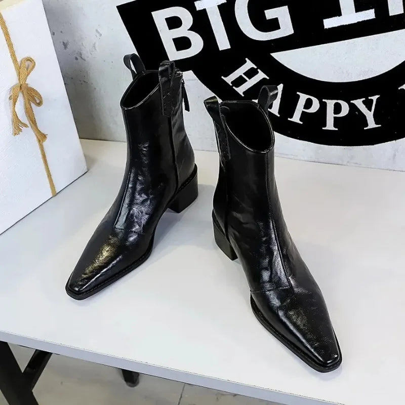 Women's Pointed Toe Chelsea Ankle Boots High Heel Zip Chelsea Ankle Boots Axl