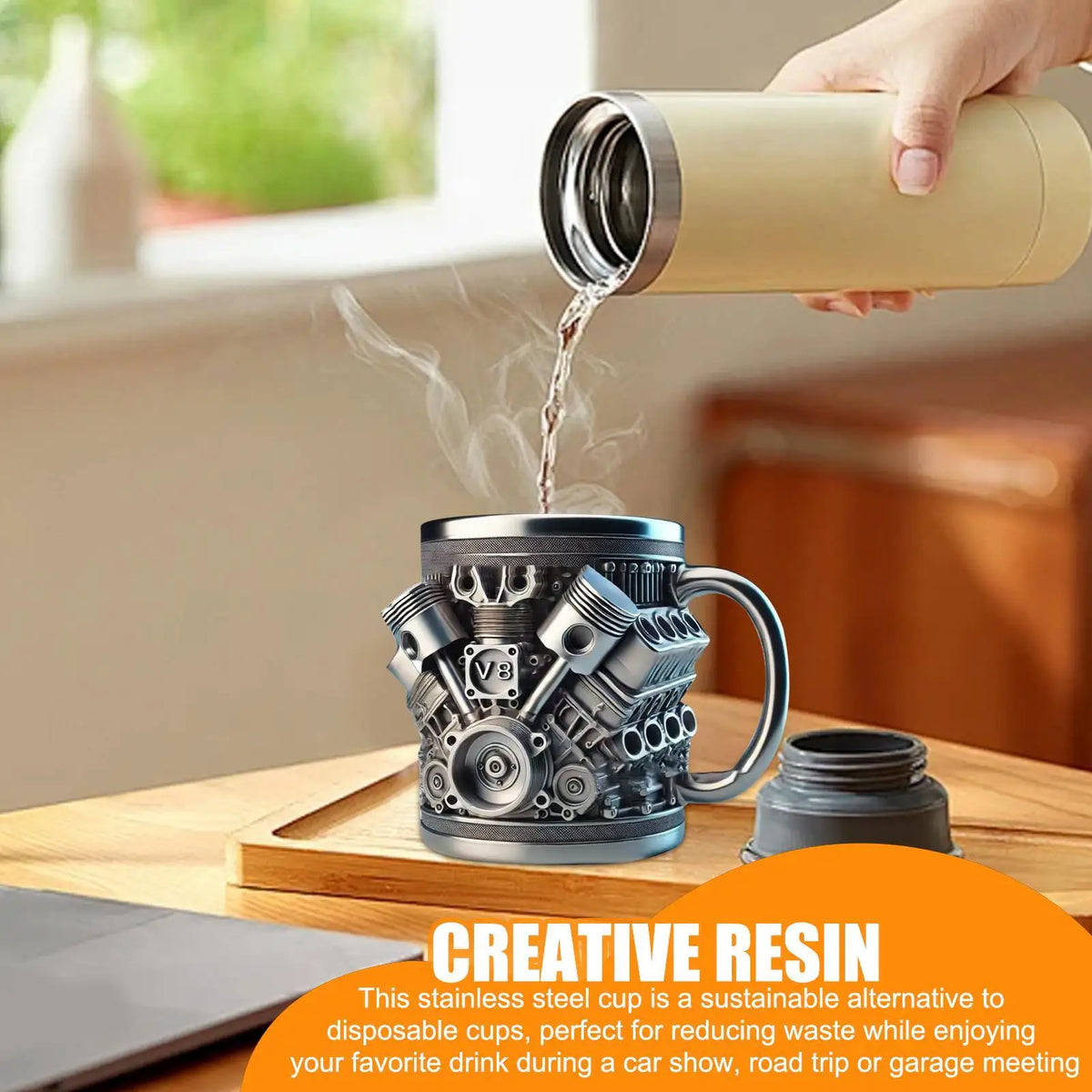 Engine-Themed Stainless Steel Coffee Mug with Handle Insulated Coffee Mug Axl