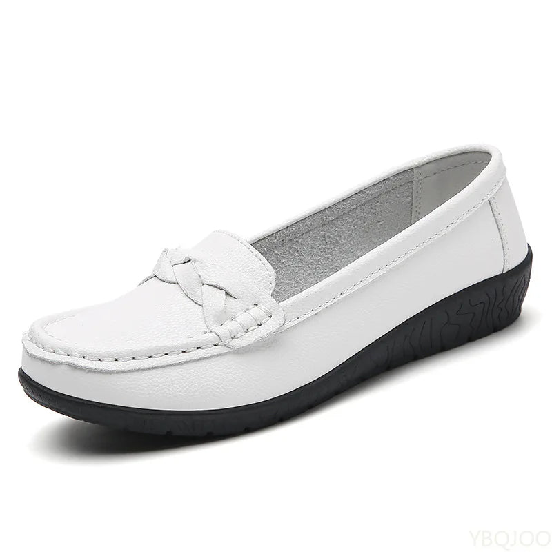 Women's Soft Sole Loafers – Lightweight Casual Flat Shoes Women's Flat Loafers Axl 37 WHITE