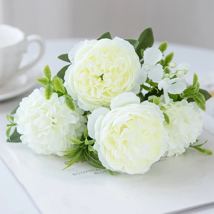 Silk Artificial Chrysanthemum Peony Bouquet – Home & Wedding Decor Artificial Flower Bouquet Axl color 4 3 pcs