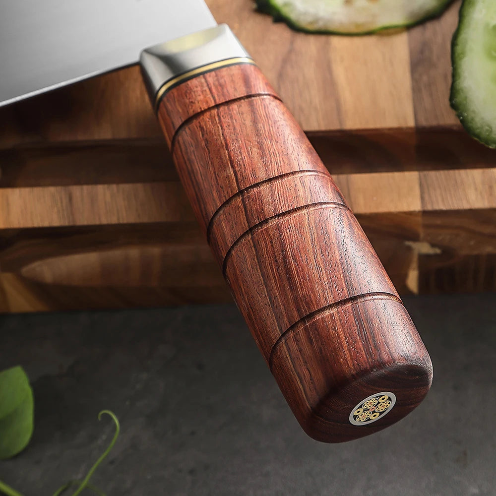 XINZUO 8.6" Cleaver Knife – 3-Layer Steel & Red Wood Handle Kitchen Cleaver Knife Axl