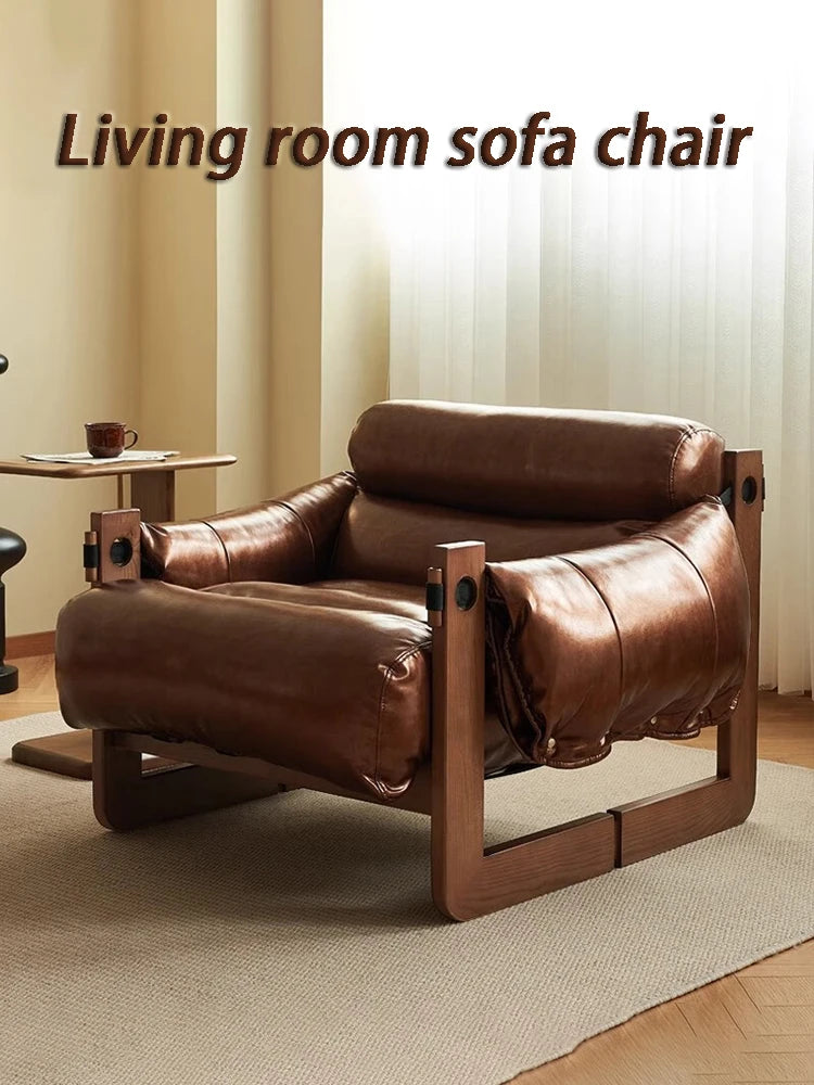 Luxury Faux Leather Armchair – Modern Single Lounge Chair Leather Lounge Armchair Axl