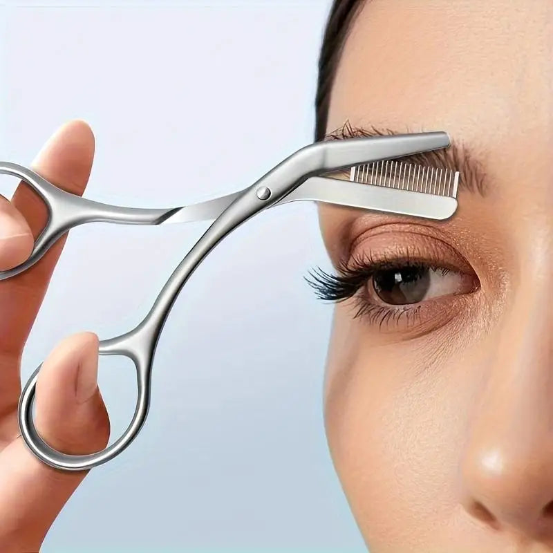 Stainless Steel Eyebrow Scissors with Comb – Precision Grooming Eyebrow Grooming Scissors Axl