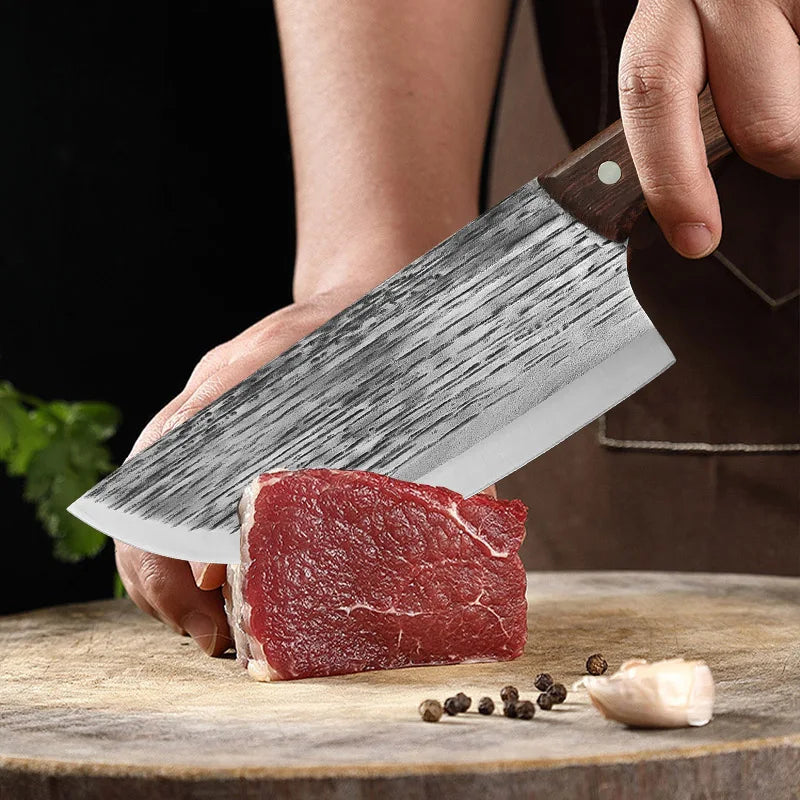 InLeung Stainless Steel Cleaver Knife – Wooden Handle Butcher Kitchen Cleaver Knife Axl
