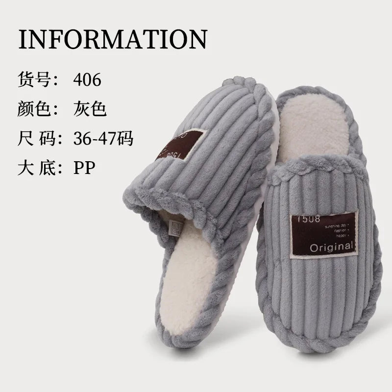 Women's Corduroy House Slippers – Warm, Soft & Non-Slip Indoor Slippers Axl grey 36-37
