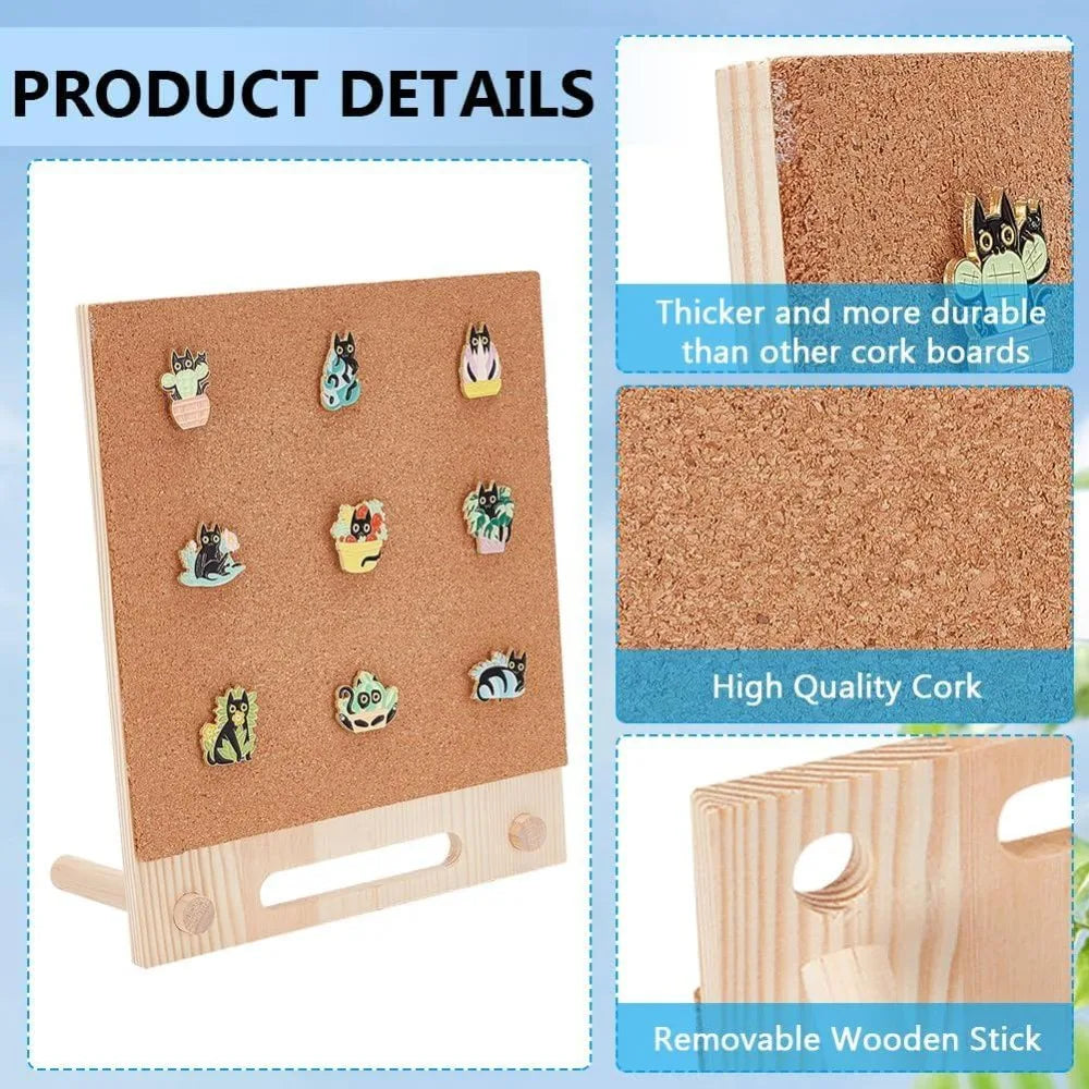 Cork Pin Board Display Stand – Brooch & Pin Organizer Cork Display Board Axl