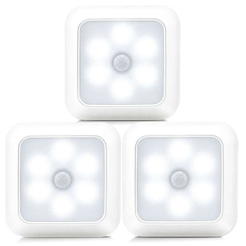 Battery Powered LED Motion Sensor Night Light | Wireless Wall Lamp Motion Sensor Night Light Axl White -3PCS