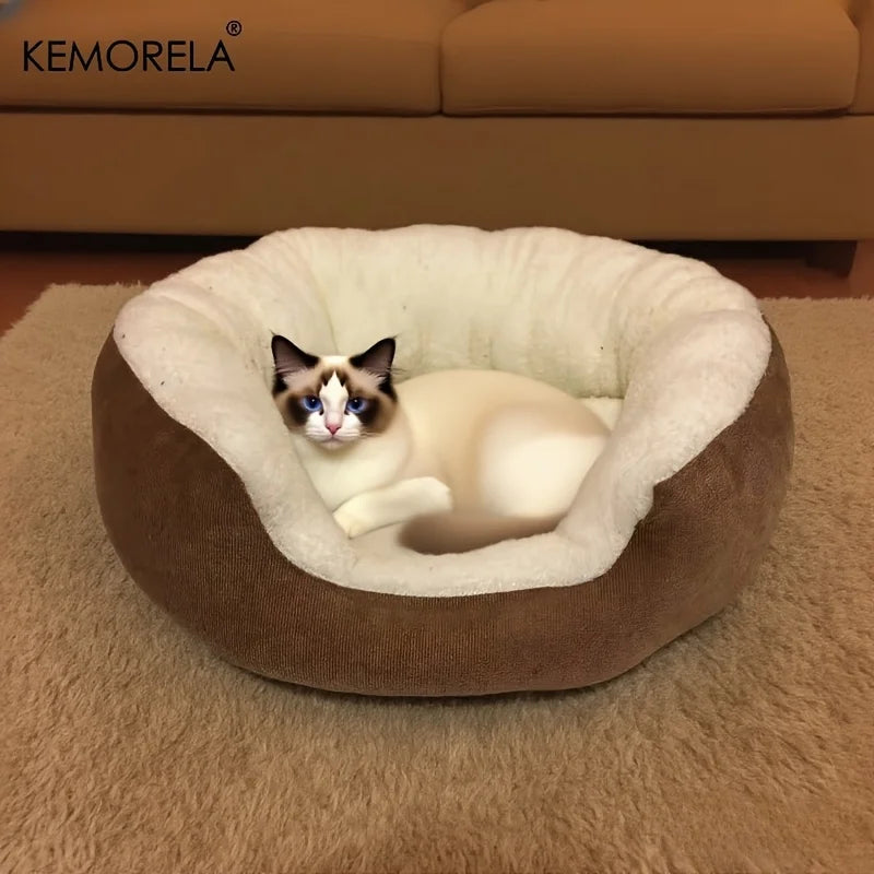 KEMORELA Plush Pet Bed with Backrest – Cat & Small Dog Bed Plush Pet Bed Axl