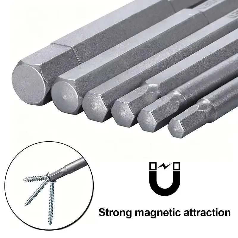 8-Pc Magnetic Hex Screwdriver Bit Set 100mm S2 Steel H1.5–H8 Hex Screwdriver Bit Set Axl