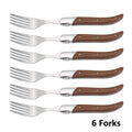 Laguiole-Style 6pc Steak Knife & Fork Set – Rosewood Handle Steak Knife Fork Set Axl 6 Fork 8.5 inch