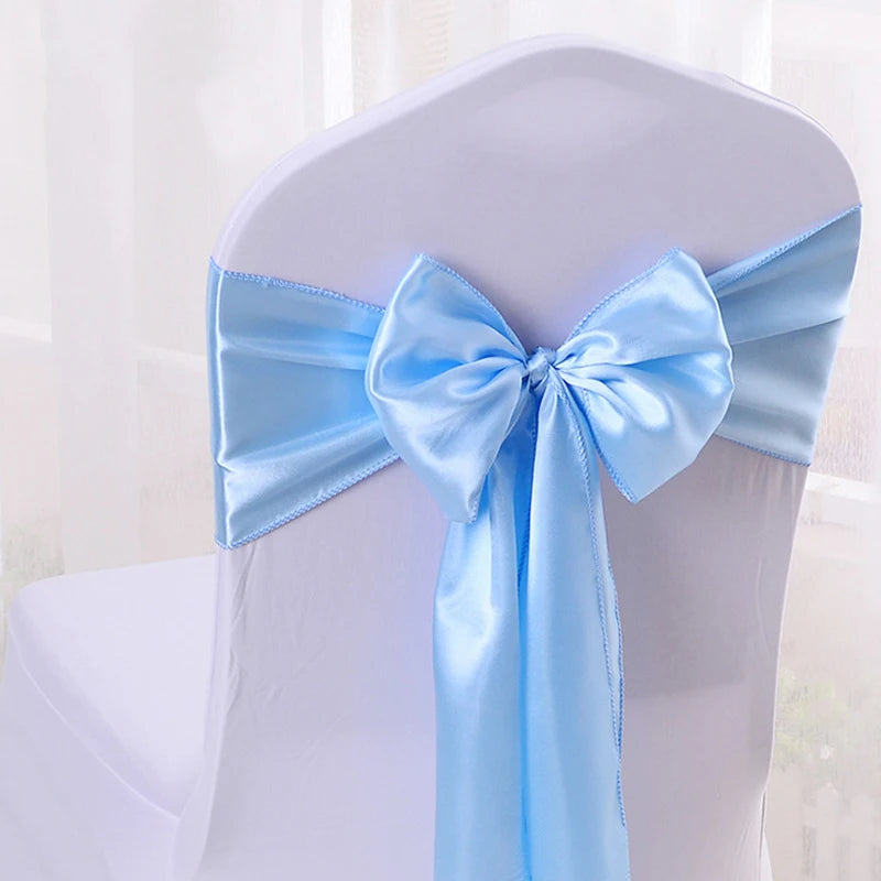 Satin Chair Sash Bow – Wedding & Party Chair Decoration Chair Sash Bow Axl Blue