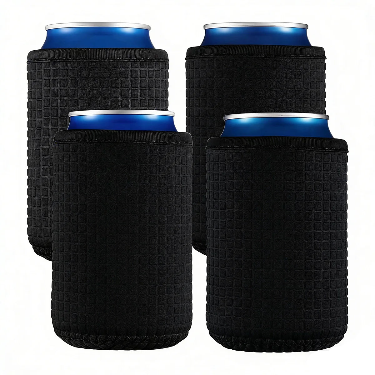 4-Pack Insulated Can Cooler Sleeves – Beer & Drink Bottle Covers Can Cooler Sleeves Axl black