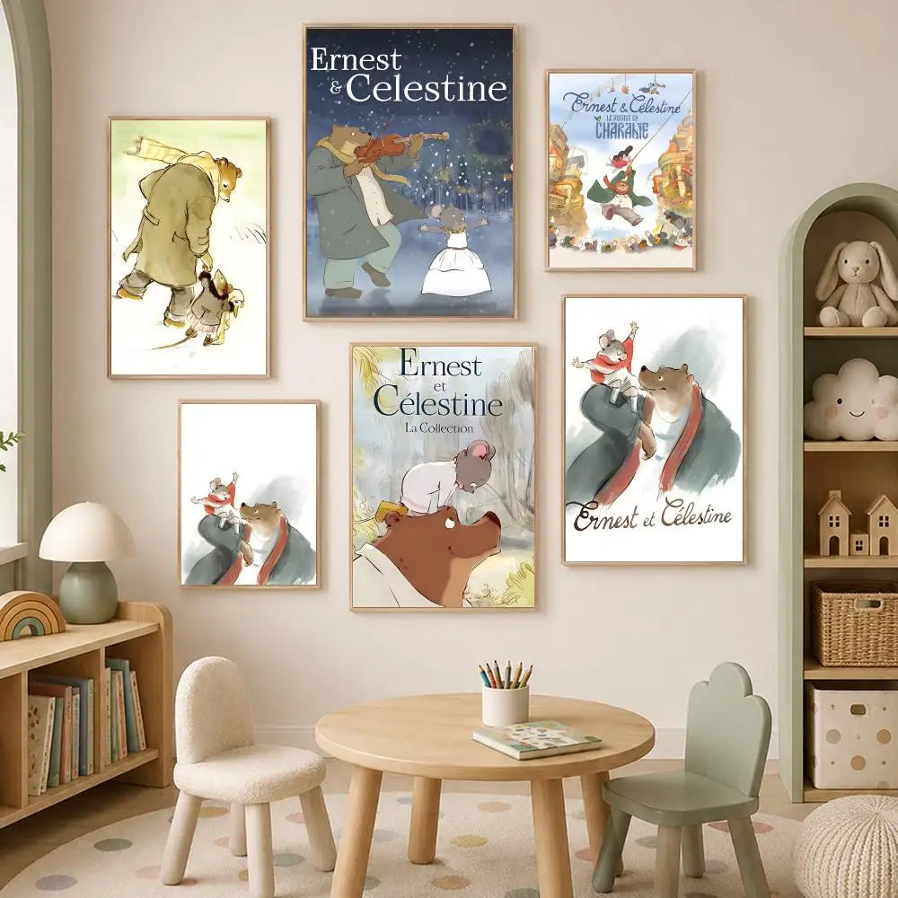 Ernest & Celestine HD PVC Self-Stick Wall Art Poster Wall Art Poster Axl