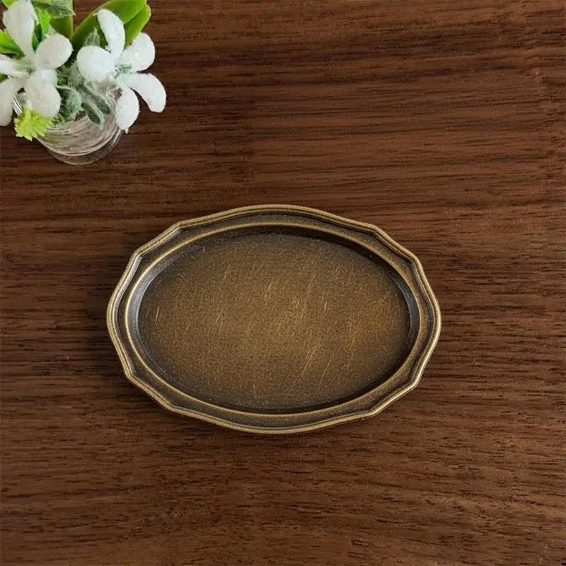 1/12 Dollhouse Miniature Oval Metal Dish – Retro Kitchen Plate Dollhouse Accessory Axl