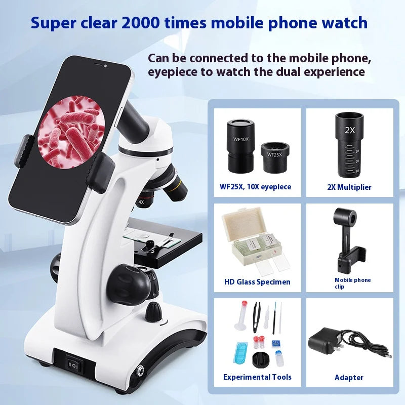HD 2000X Monocular Optical Microscope – Kids Biology Science Kit Optical Microscope Axl