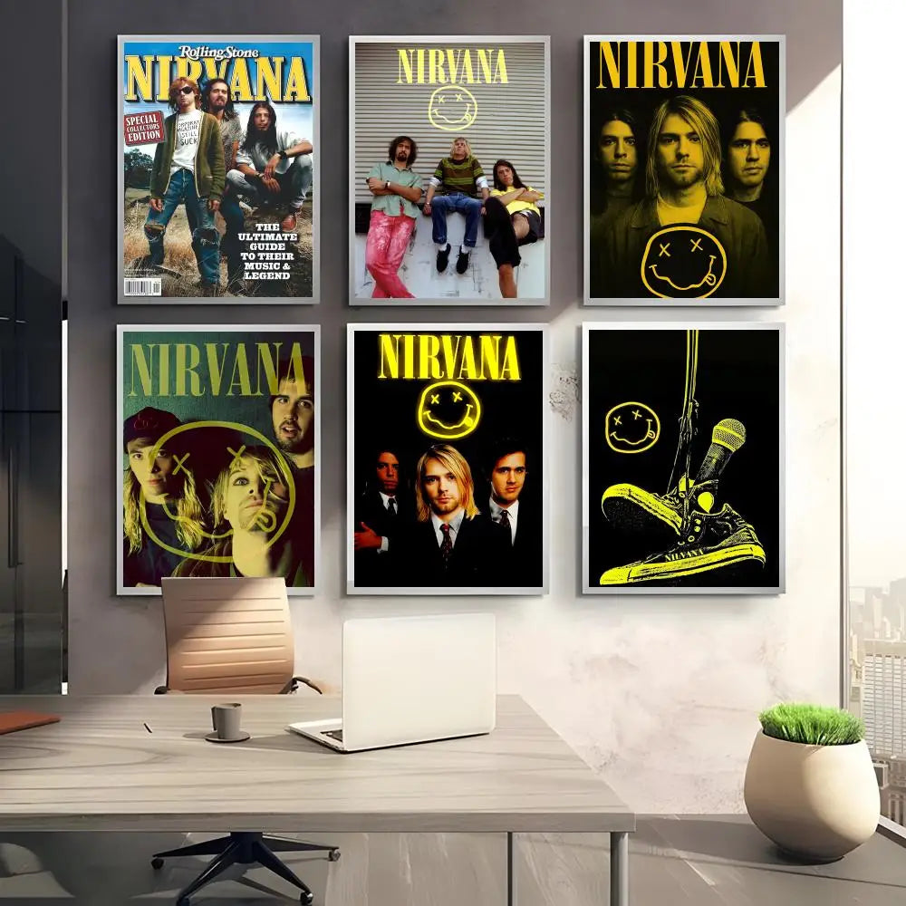Nirvana Rock Band Wall Poster – Self-Adhesive Art Sticker Wall Art Poster Axl