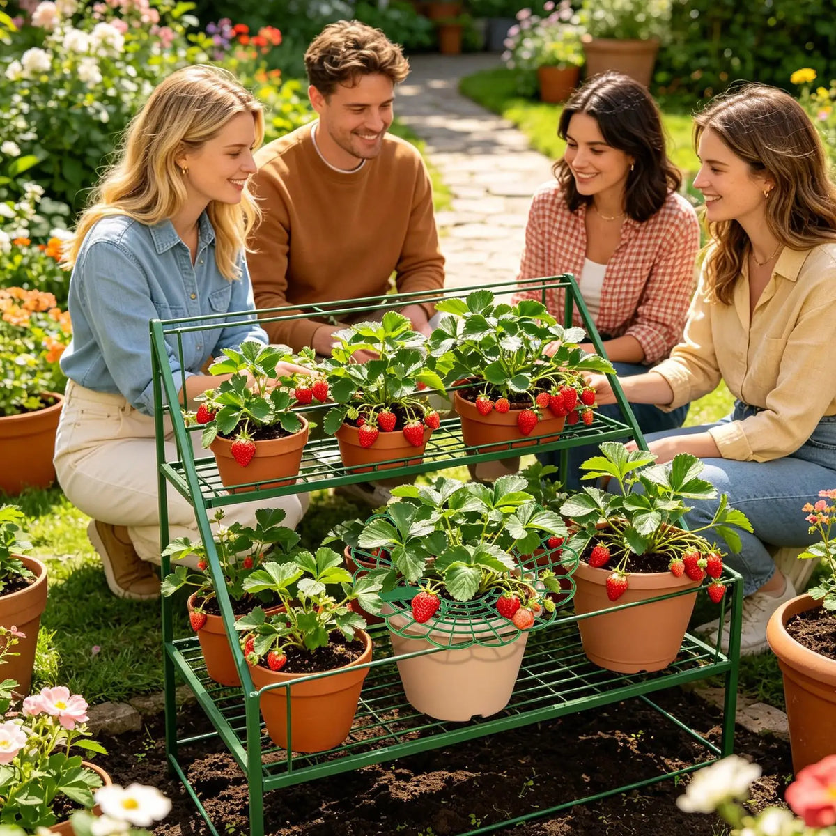 Strawberry Plant Support Frame – Potted Growing Rack Plant Support Frame Axl