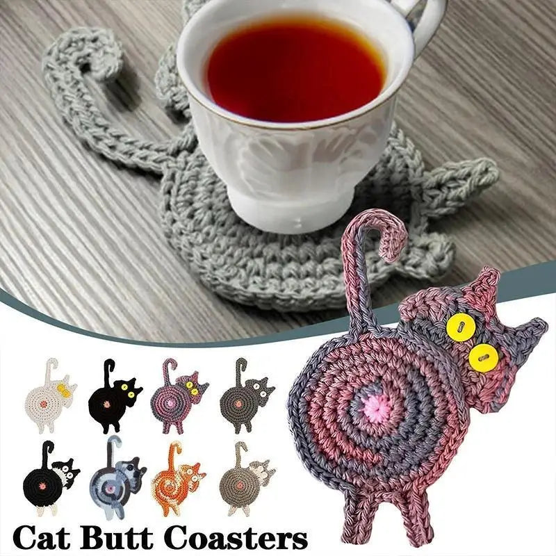Cat Butt Cloth Coaster – Non-Slip Cup Mat & Home Table Decor Novelty Drink Coaster Axl