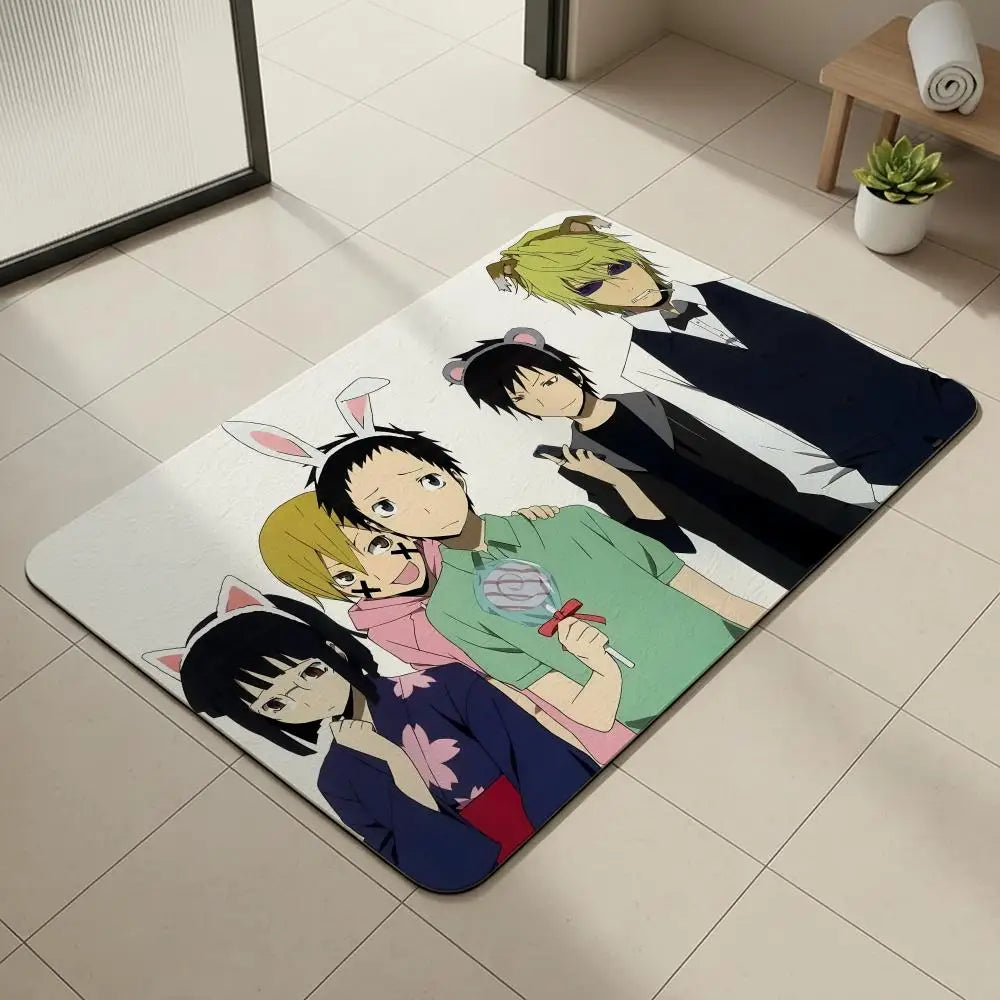 Durarara!! Anime Diatomite Bath Mat – Quick Dry & Non-Slip Diatomite Bath Mat Axl White10 50x80cm