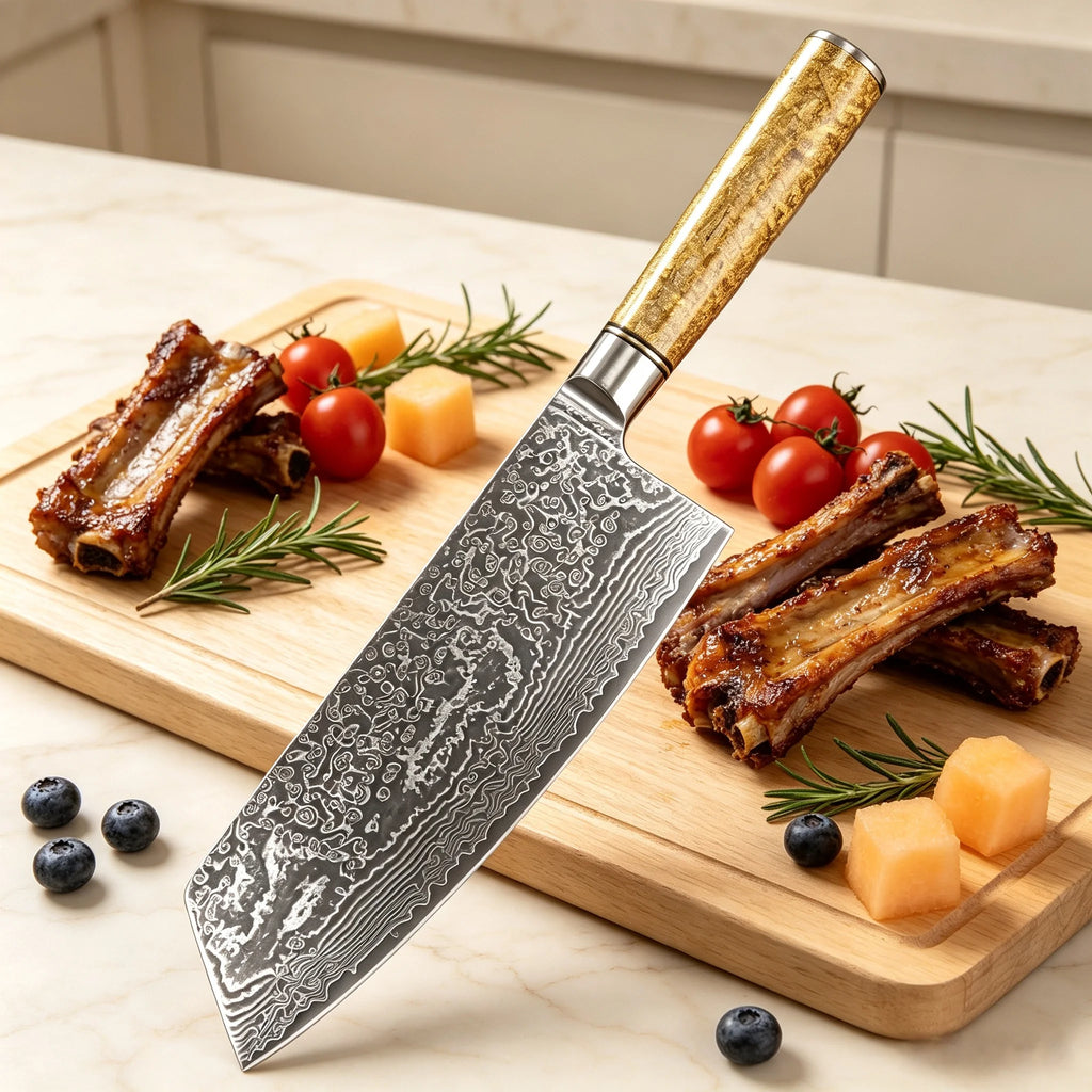 67-Layer Damascus Steel Chef Knife – Sharp Kitchen Cleaver Damascus Chef Knife Axl