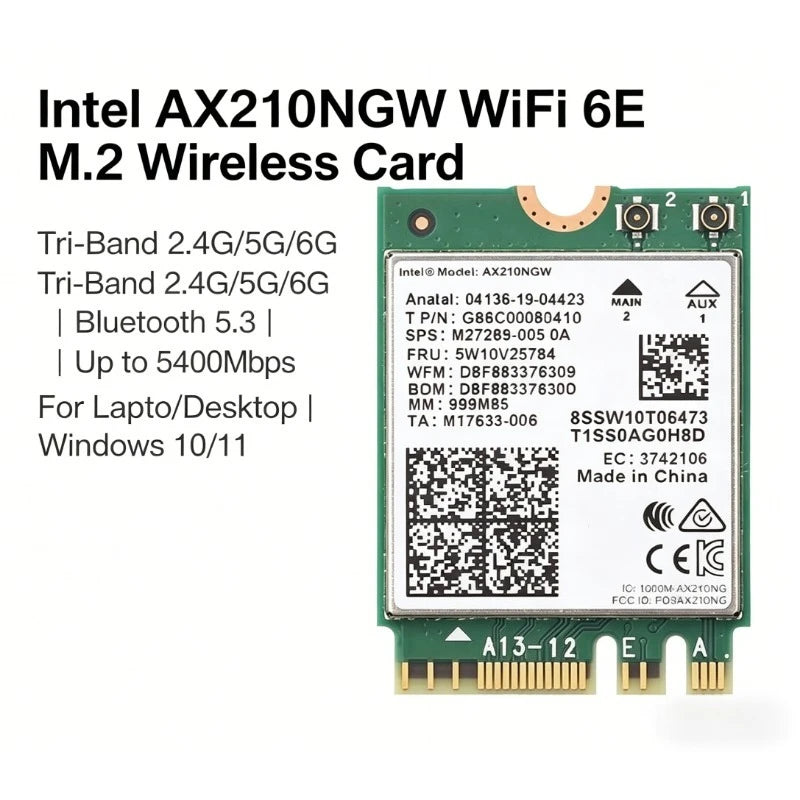 WiFi 6E AX210NGW NGFF Adapter Bluetooth 5.3 Tri-Band 5374Mbps Wireless Network Adapter Axl A-1pcs