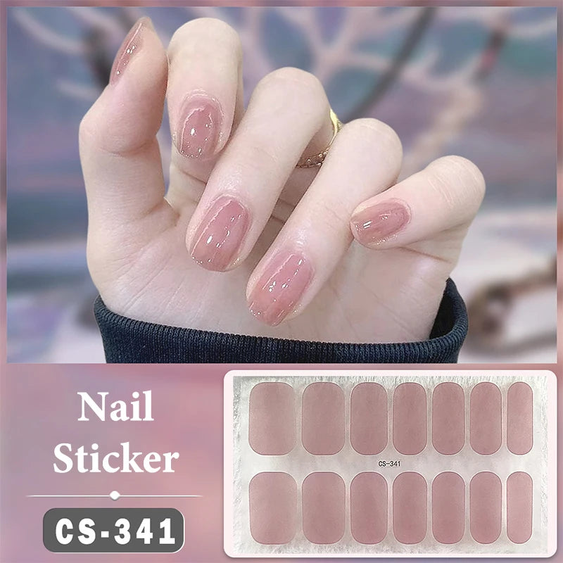 Waterproof Full Cover Nail Wraps – No-Lamp Nail Stickers 14pc