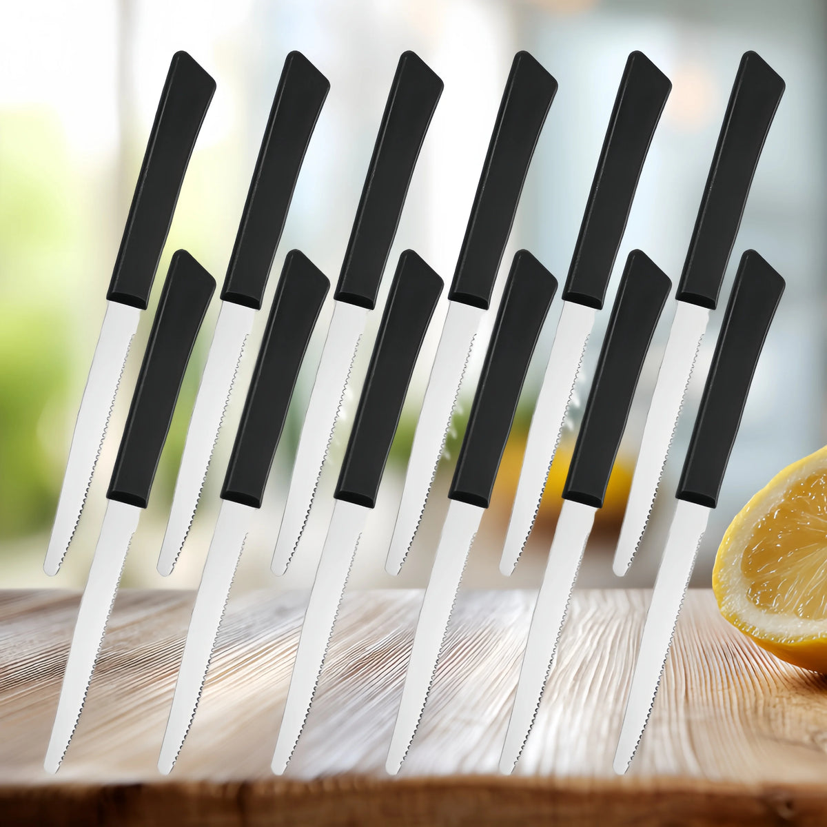 Black Steak Knife Set – Dishwasher-Safe Stainless Steel Cutlery Steak Knife Set Axl