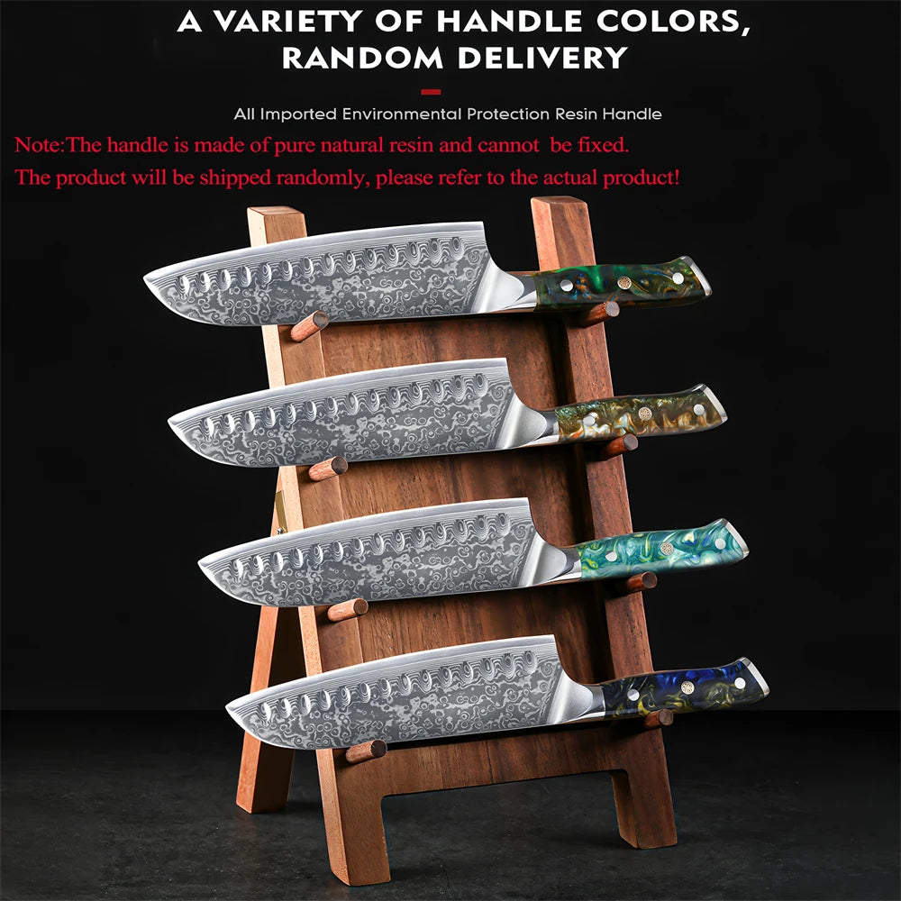 67-Layer Damascus Steel Santoku Knife – 17.8cm Sharp Blade Damascus Kitchen Knife Axl