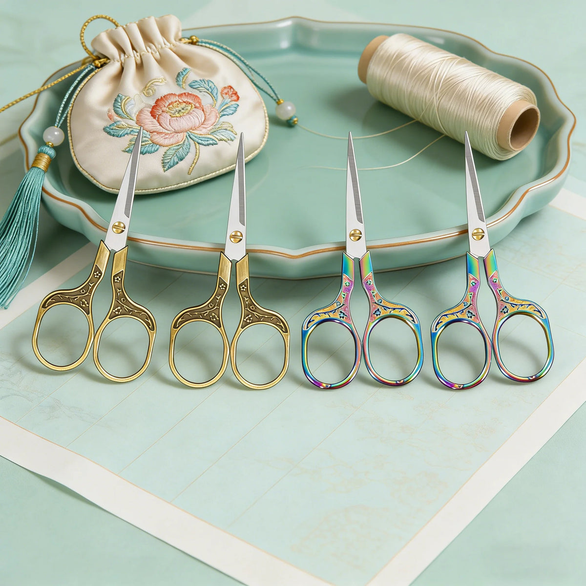 Plum Blossom Embroidery Scissors – Vintage Craft Shears 2–8 PCS Embroidery Scissors Axl Scissors-4PCS