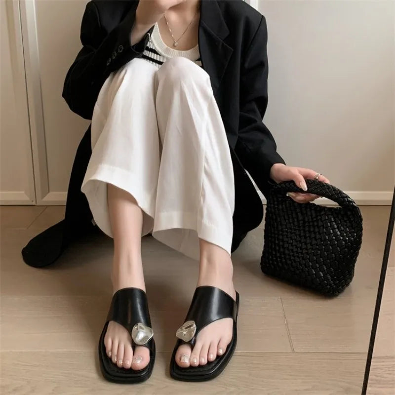 Women's Flat Ring Toe Sandals – Summer Flip Flops EU 33–45 Flat Toe Sandals Axl 35 black