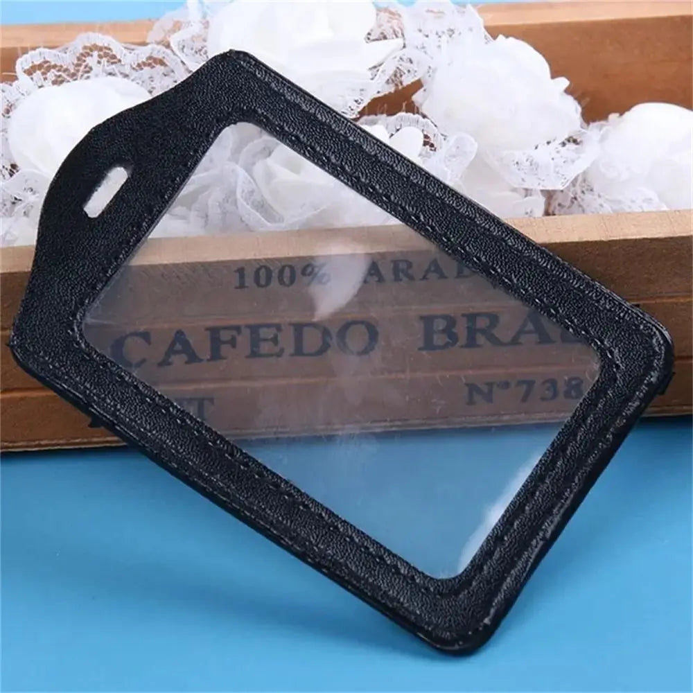 PU Leather Double-Sided ID Badge & Card Holder Case ID Card Holder Axl