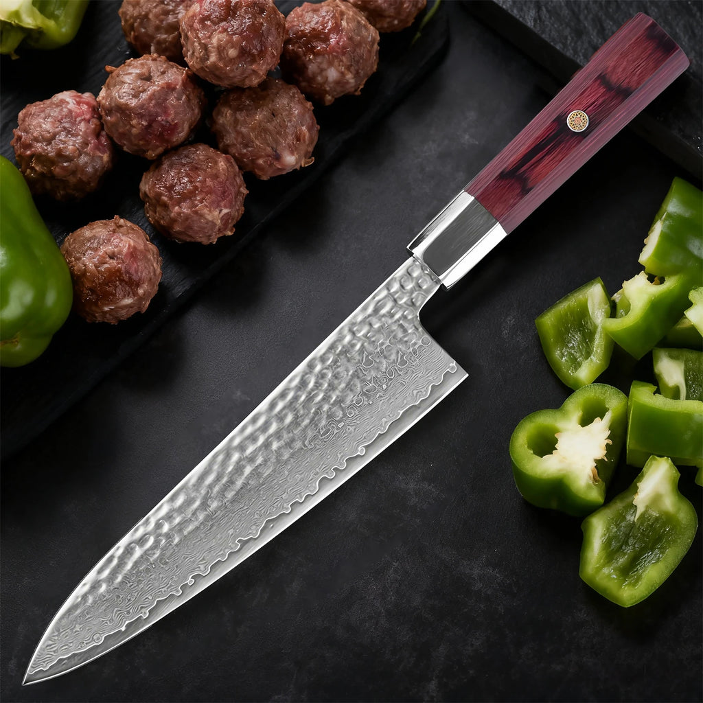 67-Layer Damascus Steel Chef Knife – Cleaver & Utility Knife Damascus Chef Knife Axl