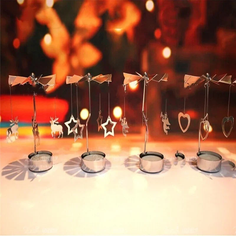 Spinning Metal Carousel Tea Light Candle Holder | Xmas Decor Candle Holder Axl