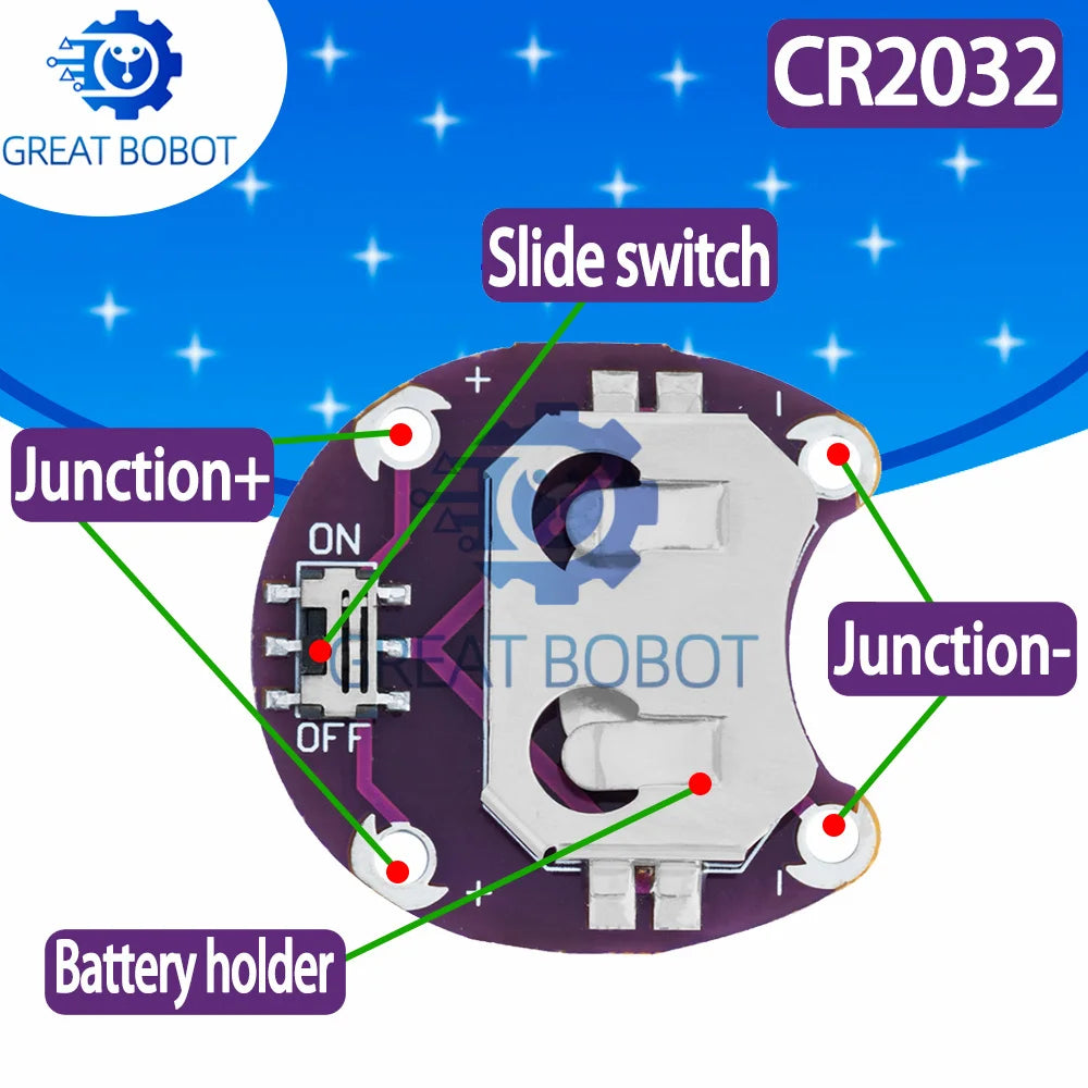 LilyPad CR2032 Coin Cell Battery Holder Module for Arduino DIY Battery Holder Module Axl Default Title