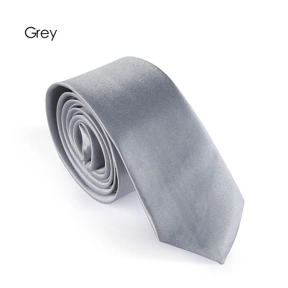 Men's Slim Solid Skinny Necktie – Faux Silk Wedding & Party Tie Men's Necktie Axl grey