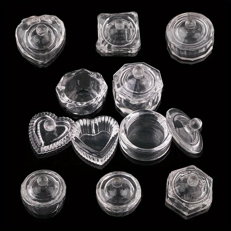 Glass Dappen Dish Bowl for Nail Art – Crystal Cup with Lid Nail Art Dappen Dish Axl