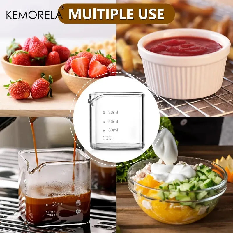KEMORELA Glass Espresso Cup 90/120ml – Measuring Shot Glass Glass Measuring Cup Axl