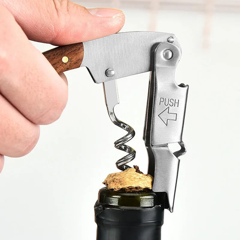 Leeseph Double Hinged Wine Opener – Stainless Steel Corkscrew Wine Corkscrew Opener Axl