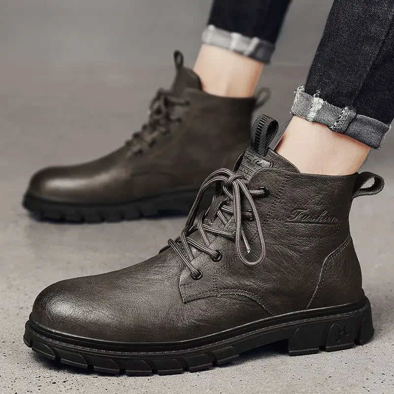 Men's Lace-Up Ankle Boots – Waterproof Oxford Street Style Men's Ankle Boots Axl