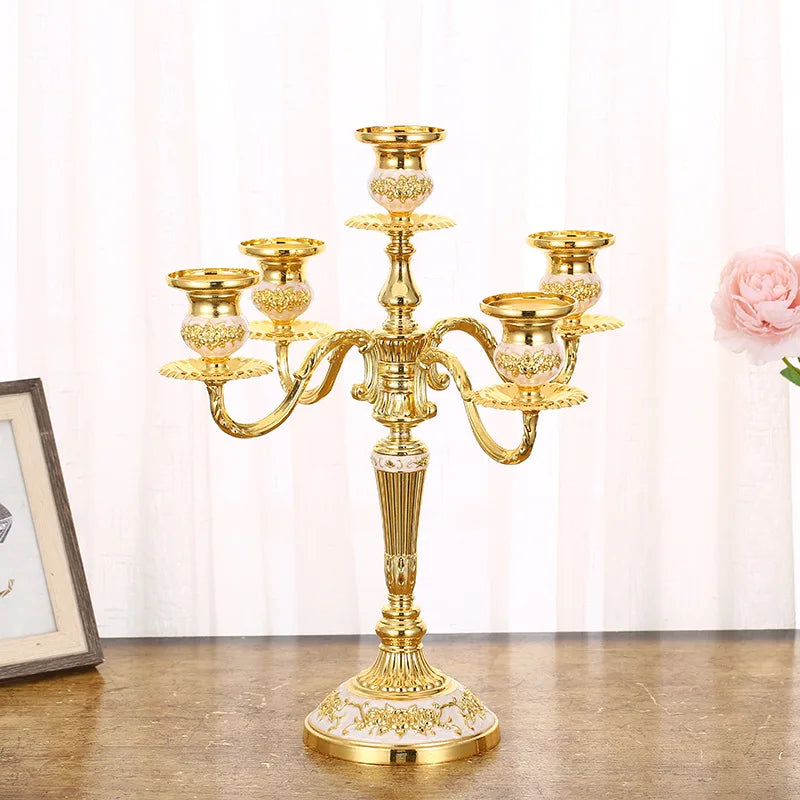 Silver Gold Multi-Arm Metal Candelabra – 3 & 5 Arm Candle Holder Metal Candelabra Axl Golden 5 Arm