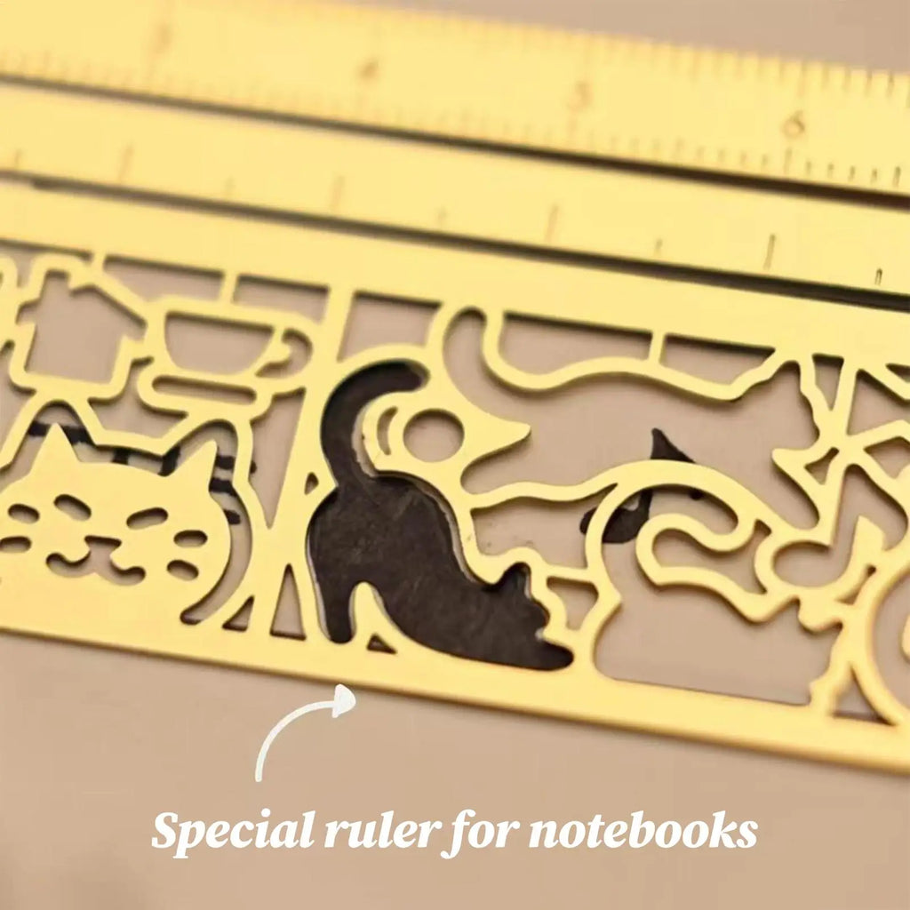 Cute Cat Metal Stencil Ruler – Cartoon Template for School & Office Stencil Ruler Axl Default Title