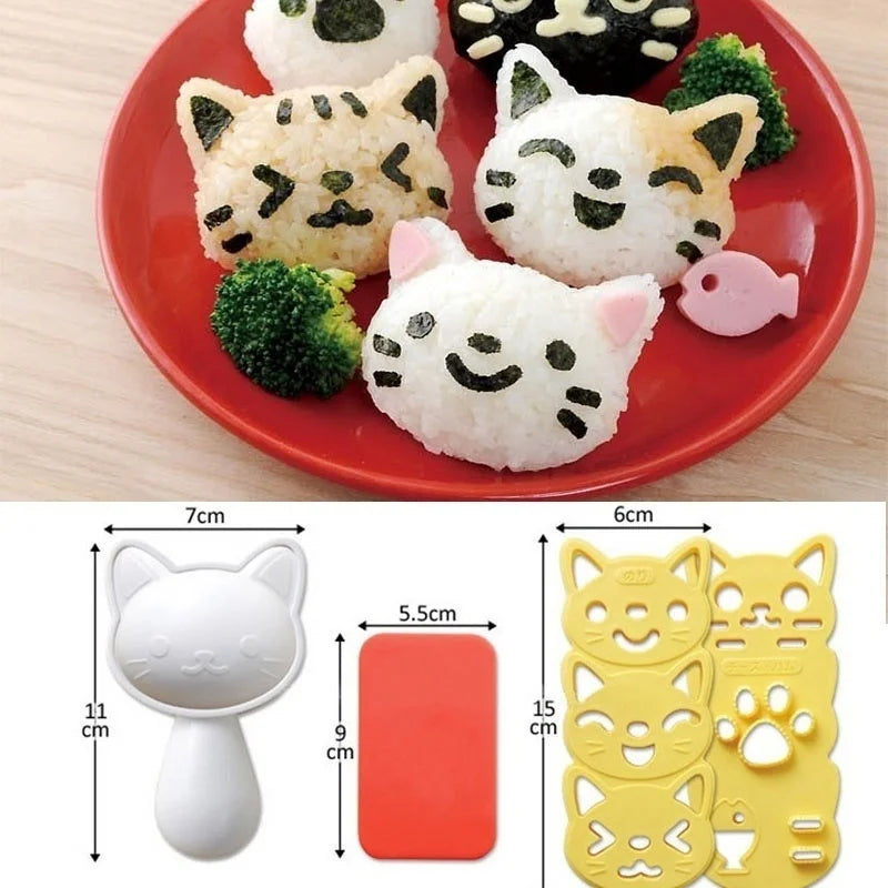 Cat & Rabbit Rice Ball Mold Set – Kids Bento Sushi DIY Tool Rice Ball Mold Set Axl