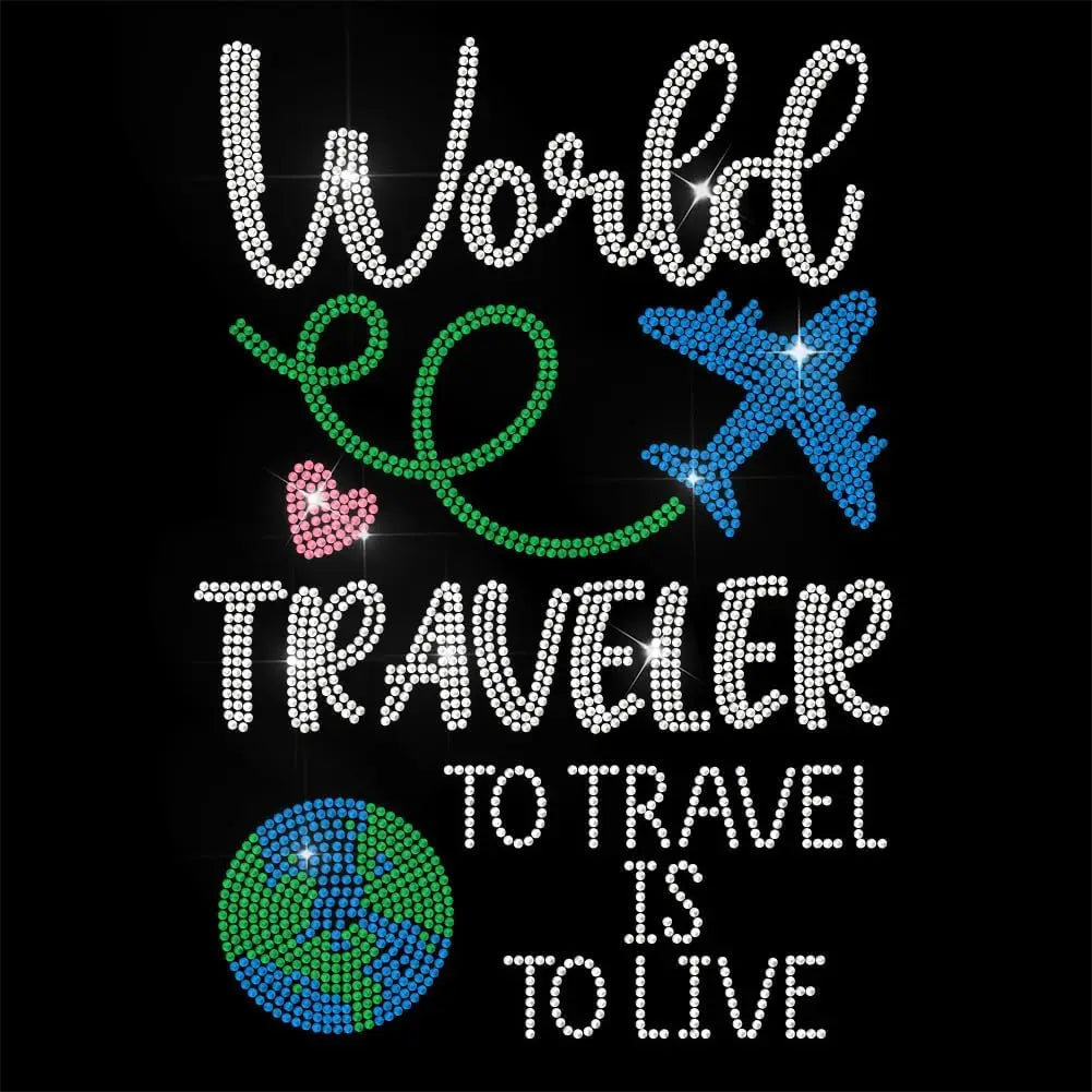 Large Rhinestone Iron-On Patch – World Traveler Hotfix Transfer Iron-On Rhinestone Patch Axl AECH04-15271