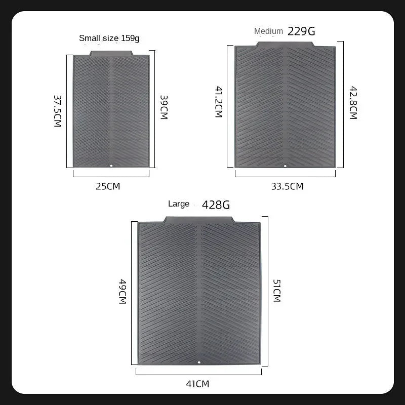 Silicone Dish Drying Mat – Non-Slip Heat-Resistant Drain Pad Kitchen Drying Mat Axl Gray Small size 39x25cm