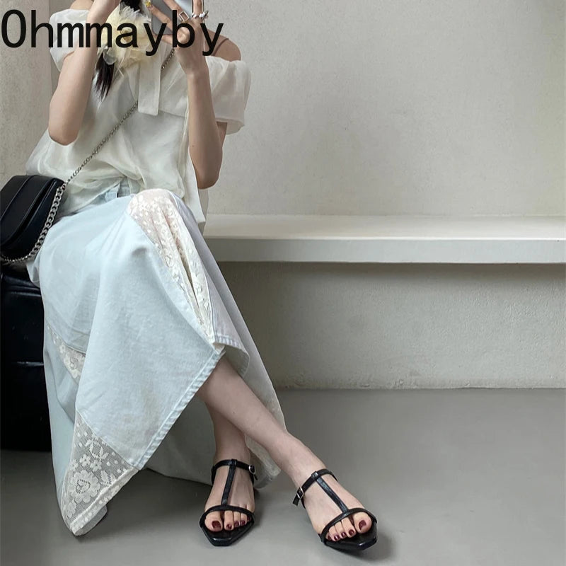 Women's T-Strap Gladiator Sandals | Open Toe Block Heel Women's Sandals Axl