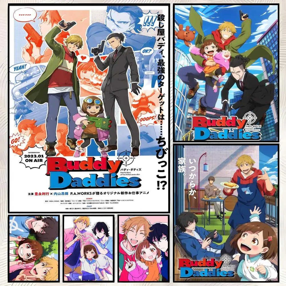 Buddy Daddies Anime Poster – Self-Stick HD Waterproof Wall Art Anime Wall Poster Axl