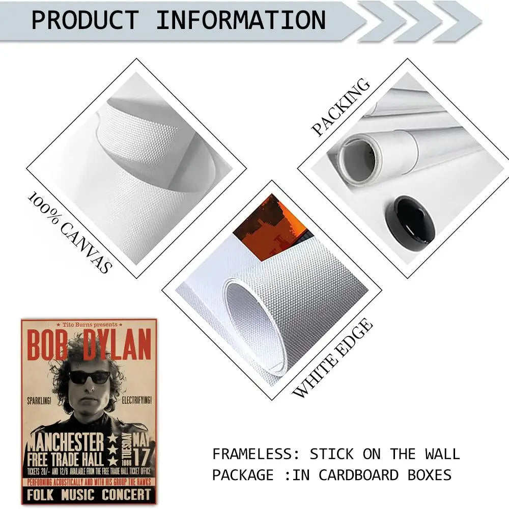 Bob Dylan Canvas Wall Art – Vintage Abstract Unframed Poster Canvas Wall Art Axl